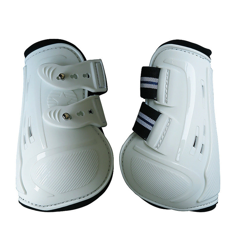 HKM-9499453 No 9 Color Barrier Horse Leg Guards - PU Hard Shell with Breathable Neoprene and Air Holes (4-Piece Set)