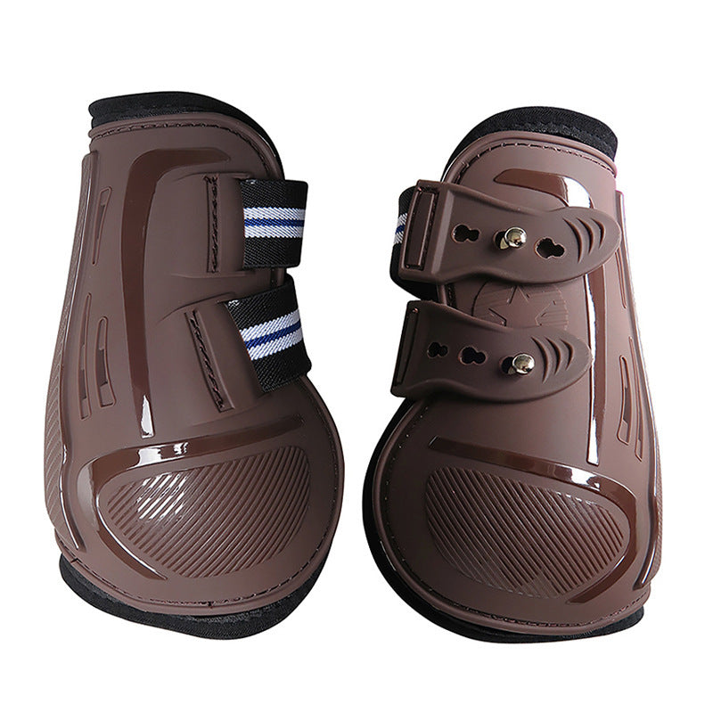 HKM-9499453 No 9 Color Barrier Horse Leg Guards - PU Hard Shell with Breathable Neoprene and Air Holes (4-Piece Set)