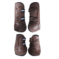 HKM-9499453 No 9 Color Barrier Horse Leg Guards - PU Hard Shell with Breathable Neoprene and Air Holes (4-Piece Set)