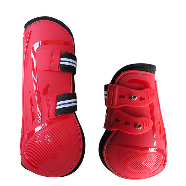 HKM-9499453 No 9 Color Barrier Horse Leg Guards - PU Hard Shell with Breathable Neoprene and Air Holes (4-Piece Set)