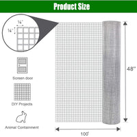 HKM-9499581 Galvanized 1/4 Inch Hardware Cloth Wire Fencing Roll 48in x 100ft for Poultry and Garden Protection