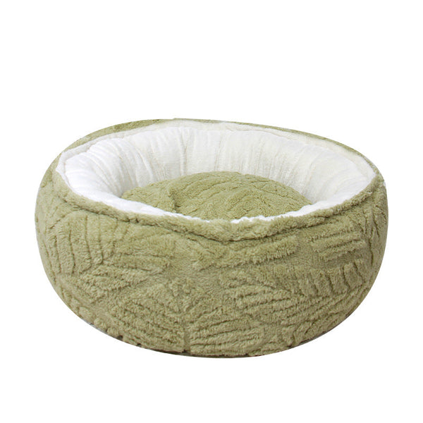HKM-9499837 Cozy Plush Round Cat Bed Nest for Small to Medium Pets