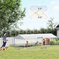 HKM-9501629 Two-Room Outdoor Dog Kennel with Waterproof Roof, Secure Design, Large Play Area 19.7' x 7.5' x 5.2'
