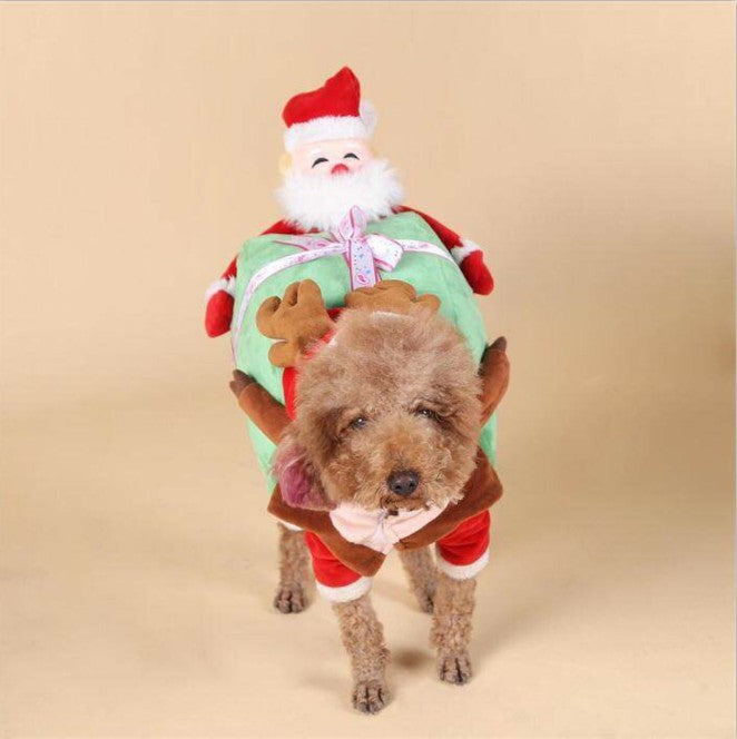 HKM-9502141 Santa Claus Transformation Dog Costume - Red Polyester - Sizes S to XXL
