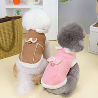 HKM-9502397 Cotton-Padded Casual Dog Coat with Warm Traction Vest in Pink and Khaki