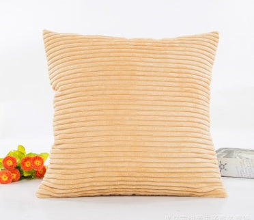 HKM-950291 Corn Strips Corduroy Plush Hug Pillowcase Cushion Set - Soft and Cozy Design