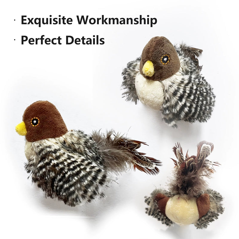 HKM-9505341 Chirping Plush Bird Cat Toy with Feather and Catnip for Interactive Play
