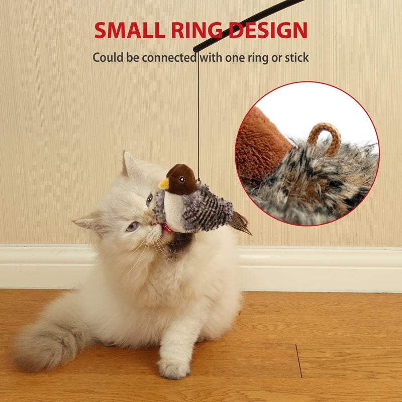 HKM-9505341 Chirping Plush Bird Cat Toy with Feather and Catnip for Interactive Play