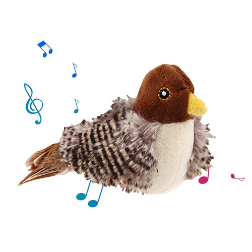 HKM-9505341 Chirping Plush Bird Cat Toy with Feather and Catnip for Interactive Play