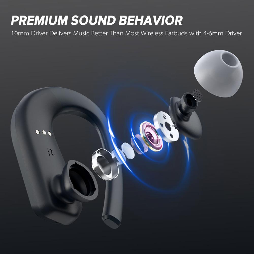 HKM-950547 Wireless Sports Headphones with 36-Hour Playtime, IPX7 Waterproof, and Noise-Canceling Microphone