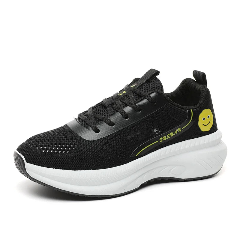 HKM-950611 K2510 New Women's Shoes Trendy Mesh Shoes Breathable Thick Sole Increase Versatile Mesh Sports Shoes for Students