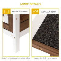 HKM-9507389 Brown Wooden Two-Level Rabbit Hutch with Asphalt Roof for Small Animals and Outdoor Use