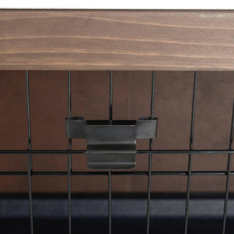 HKM-9507389 Brown Wooden Two-Level Rabbit Hutch with Asphalt Roof for Small Animals and Outdoor Use