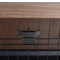 HKM-9507389 Brown Wooden Two-Level Rabbit Hutch with Asphalt Roof for Small Animals and Outdoor Use