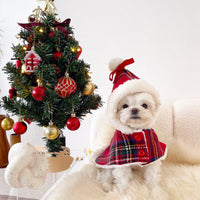 HKM-9507901 Cozy Red Christmas Cloak for Pets - Polyester Leisure Wear, Sizes S/M/L/XL