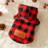 HKM-9508157 Plaid Hooded Cotton-Padded Coat for Dogs - Multiple Sizes Available