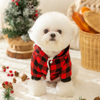 HKM-9508157 Plaid Hooded Cotton-Padded Coat for Dogs - Multiple Sizes Available