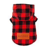HKM-9508157 Plaid Hooded Cotton-Padded Coat for Dogs - Multiple Sizes Available