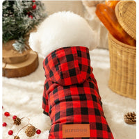 HKM-9508157 Plaid Hooded Cotton-Padded Coat for Dogs - Multiple Sizes Available