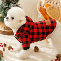 HKM-9508157 Plaid Hooded Cotton-Padded Coat for Dogs - Multiple Sizes Available