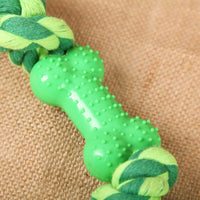 HKM-9508541 Green Plastic Bone Seal String Pet Toy for Dogs, Cotton Thread Material, 26x5cm