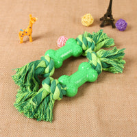 HKM-9508541 Green Plastic Bone Seal String Pet Toy for Dogs, Cotton Thread Material, 26x5cm