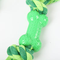 HKM-9508541 Green Plastic Bone Seal String Pet Toy for Dogs, Cotton Thread Material, 26x5cm