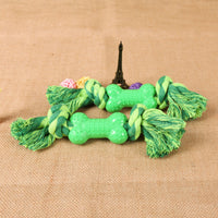 HKM-9508541 Green Plastic Bone Seal String Pet Toy for Dogs, Cotton Thread Material, 26x5cm