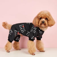 HKM-9508797 Lightweight Summer Dog Jumpsuit in Black and White - Four-Corner Sweater Design, Polyester, Multiple Sizes Available