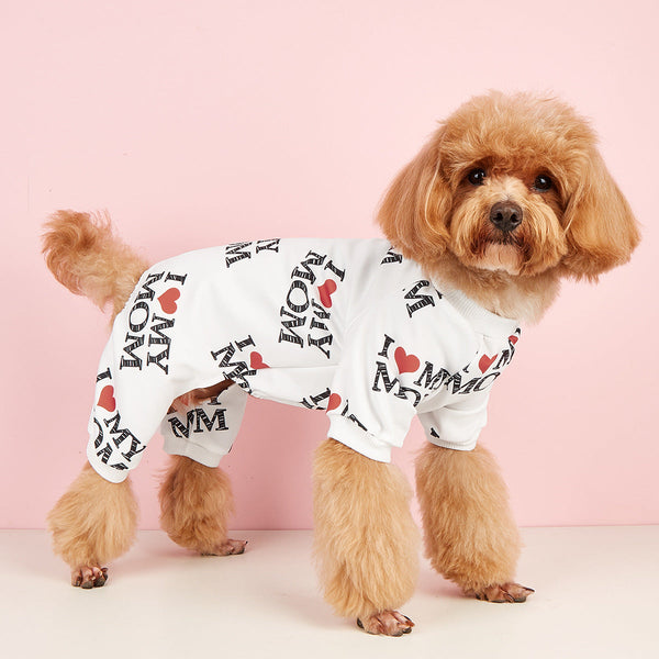 HKM-9508797 Lightweight Summer Dog Jumpsuit in Black and White - Four-Corner Sweater Design, Polyester, Multiple Sizes Available