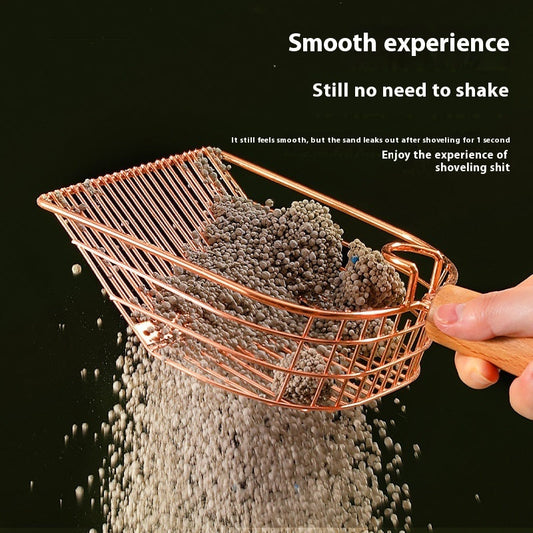 HKM-9509181 Stainless Steel Cat Litter Scoop with Base in Local Gold Finish