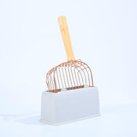 HKM-9509181 Stainless Steel Cat Litter Scoop with Base in Local Gold Finish