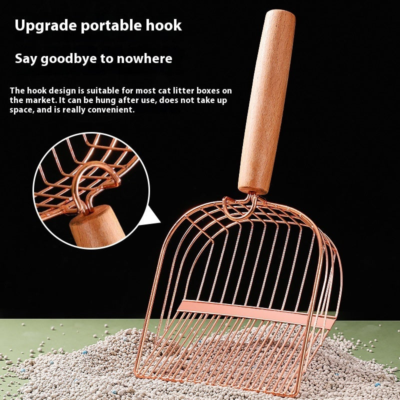 HKM-9509181 Stainless Steel Cat Litter Scoop with Base in Local Gold Finish