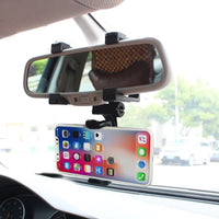 HKM-950931 Adjustable Car Rearview Mirror Phone Holder with Flexible Stand
