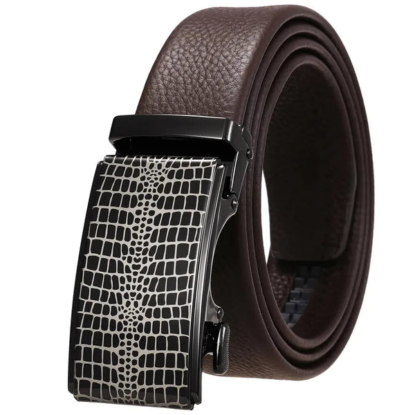 HKM-950931 Automatic Buckle Cowhide Belt for Men - First Layer Leather, Stylish Business Accessory