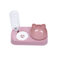 HKM-9509693 Automatic Double Bowl for Pets with Non-Wet Design - Eco-Friendly PP Material, Sapphire Blue/Girlish Pink
