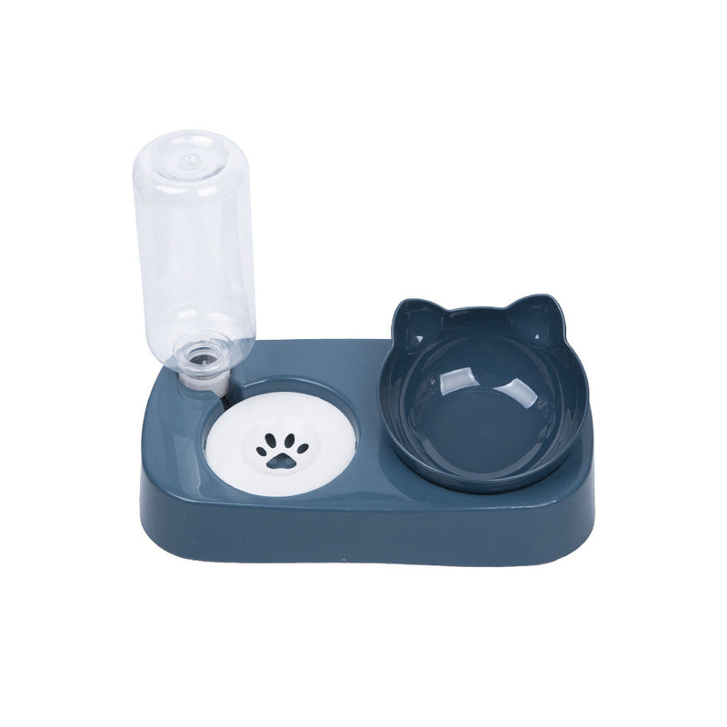 HKM-9509693 Automatic Double Bowl for Pets with Non-Wet Design - Eco-Friendly PP Material, Sapphire Blue/Girlish Pink