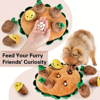 HKM-9510973 Interactive Dog Puzzle Toy with Sniffing Pads and Removable Squeaky Plush Toys for Foraging Training