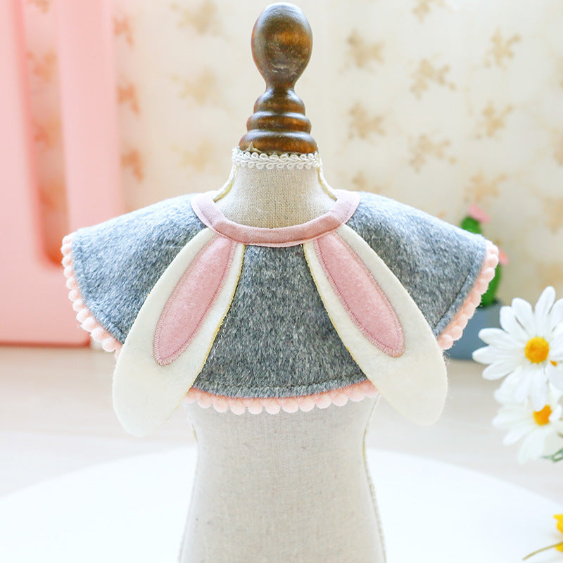 HKM-9511101 Cartoon Animal Bib Scarf for Pets - Rabbit, Fox, Bear, Cat - Polyester Adjustable Sizes