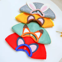 HKM-9511101 Cartoon Animal Bib Scarf for Pets - Rabbit, Fox, Bear, Cat - Polyester Adjustable Sizes