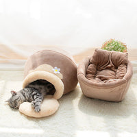 HKM-9513533 Warm and Cozy Multi-Purpose Cat Sleeping Bag in Corduroy and Flannel