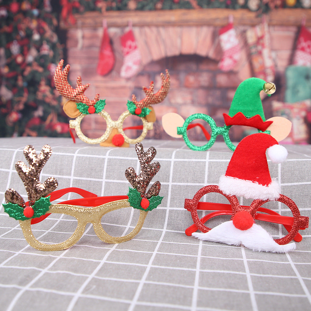 HKM-951507 Christmas Decorative Glasses Frame with Antler and Hat Designs in Various Colors
