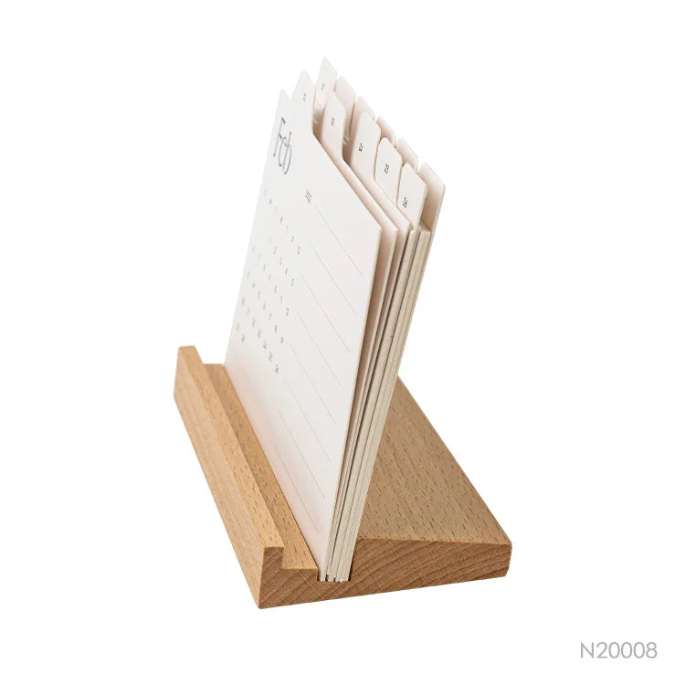 HKM-951507 Custom Mini Wooden Desk Calendar Stand with Base - Day-by-Day Design