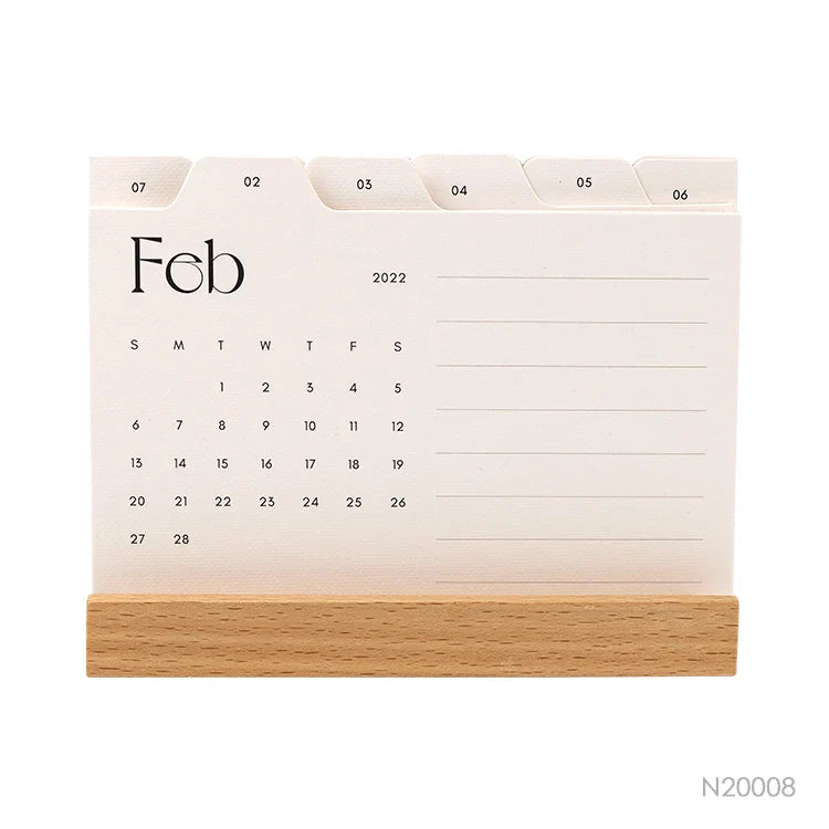 HKM-951507 Custom Mini Wooden Desk Calendar Stand with Base - Day-by-Day Design