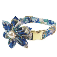 HKM-9515325 Flower Pattern Dog Collar and Leash Set for Medium to Large Dogs