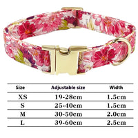 HKM-9515325 Flower Pattern Dog Collar and Leash Set for Medium to Large Dogs