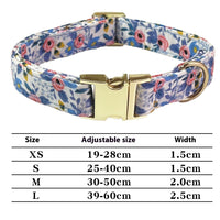 HKM-9515325 Flower Pattern Dog Collar and Leash Set for Medium to Large Dogs
