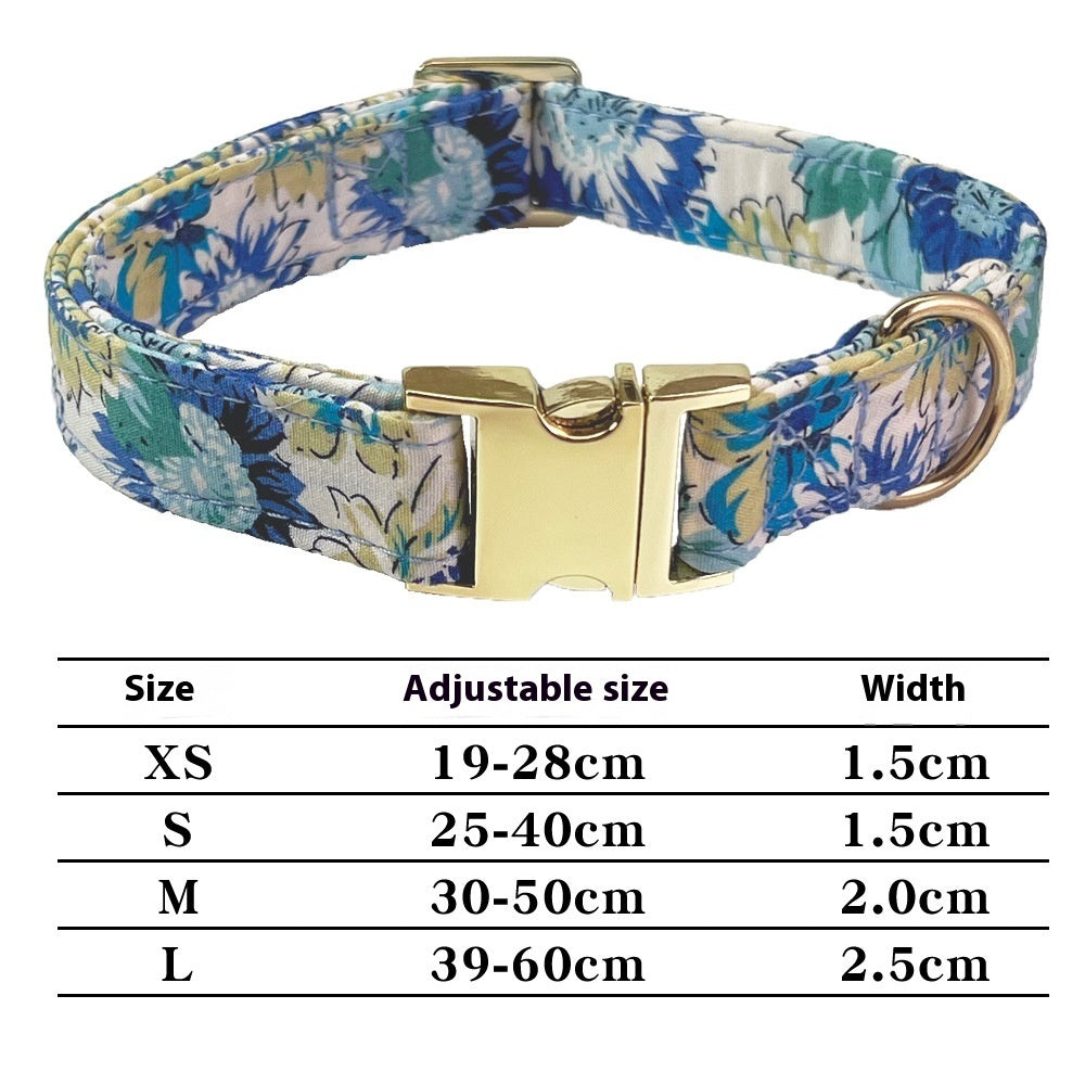 HKM-9515325 Flower Pattern Dog Collar and Leash Set for Medium to Large Dogs