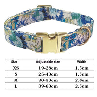 HKM-9515325 Flower Pattern Dog Collar and Leash Set for Medium to Large Dogs