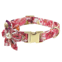HKM-9515325 Flower Pattern Dog Collar and Leash Set for Medium to Large Dogs